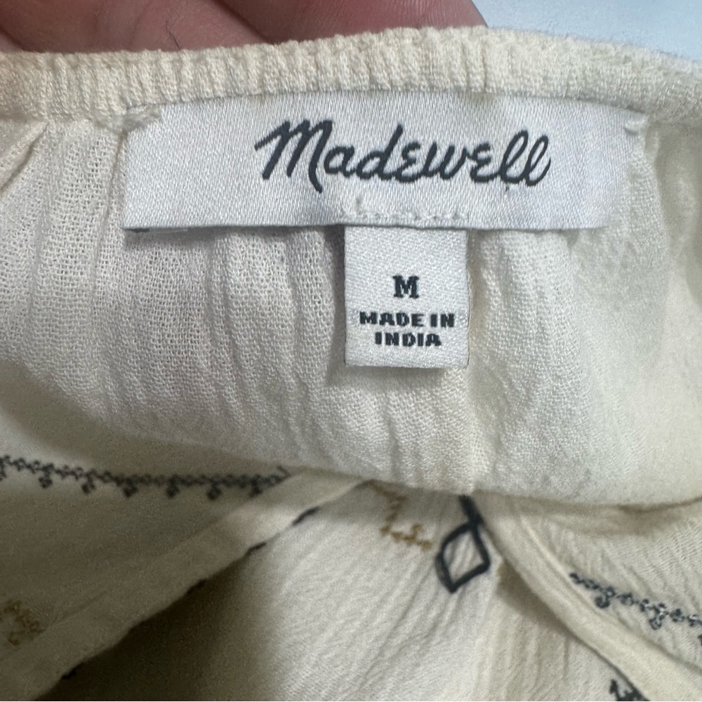 Madewell Women's Cream Embroidered Top Size Medium - Picture 8 of 11